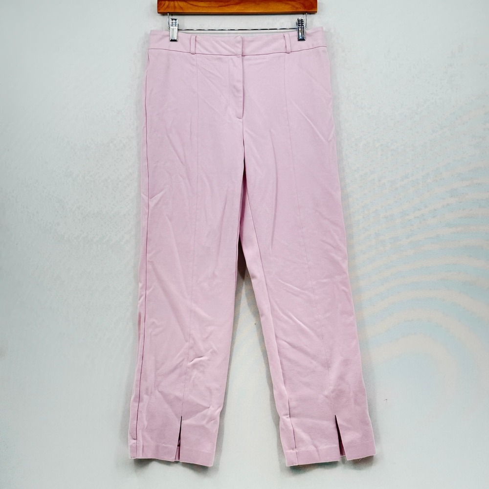 J. McLaughlin Ponte Knit Pants Womens 8 Pink Split Ankle Hem Coquette Preppy